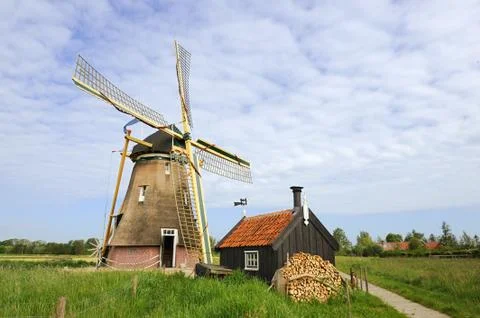 Dutch windmill - groot-ammers Stock Photos