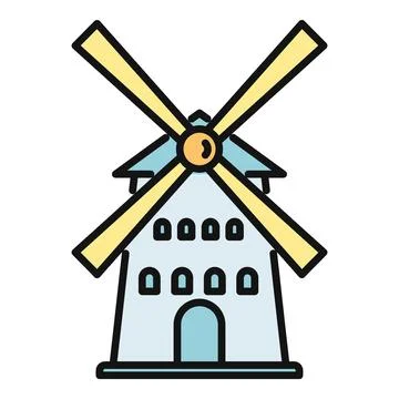 Dutch windmill icon representing wind energy and ecotourism Illustrazione stock