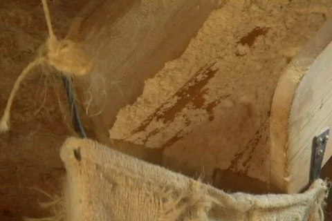 Dutch windmill interior (grind flour) Stock Footage 265274