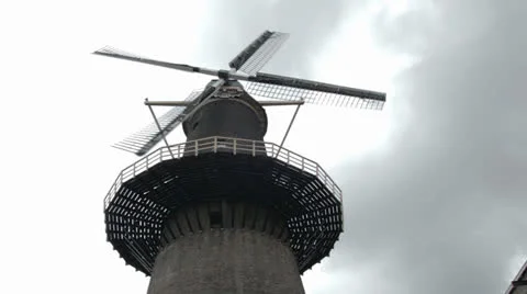 Dutch windmill low angle Stock Footage 24830278