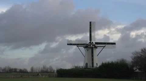 Dutch windmill medium shot Video stock 10597813