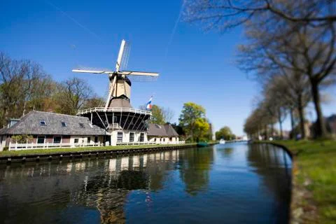 Dutch windmill in netherlands Free Stock Photos