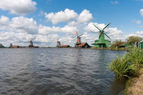 Dutch windmills Stock Photos