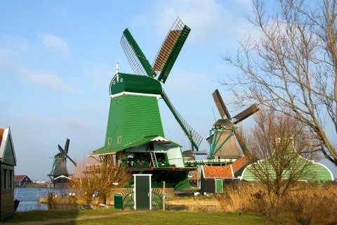Dutch windmills Stock Photos