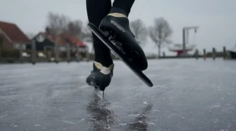 Dutch winter ice skating Stock Footage 21763547