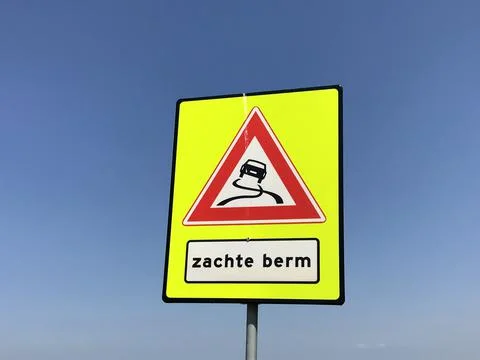 Dutchtraffic sign warning for a soft roadside Stock Photos