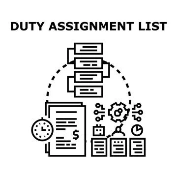 Duty assignment list management and planning concept Stock Illustration