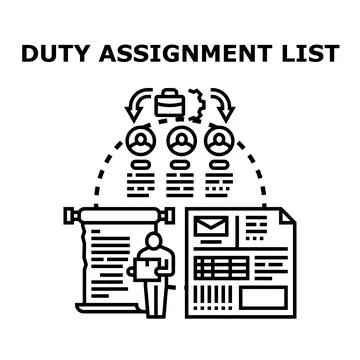 Duty assignment list preparing tasks distribution Stock Illustration
