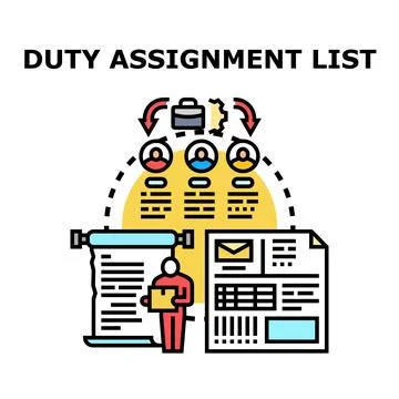 Duty assignment list preparing tasks distribution Stock Illustration