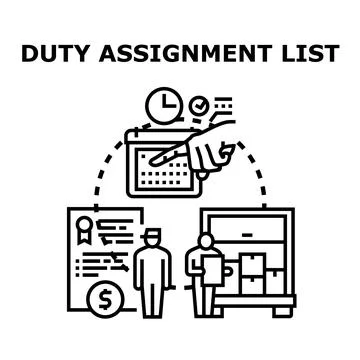 Duty assignment list for team members concept Stock Illustration
