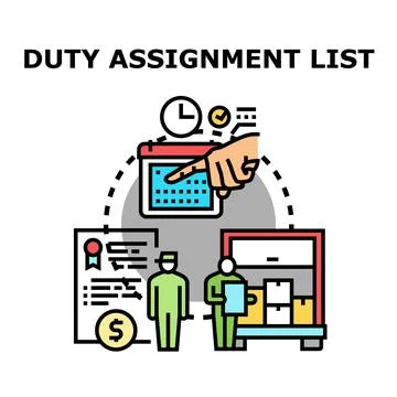 Duty assignment list for team members concept Stock Illustration