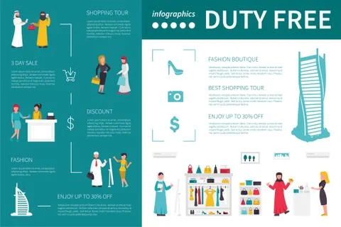 Duty Free infographic flat vector illustration. Presentation Concept Ilustración de archivo