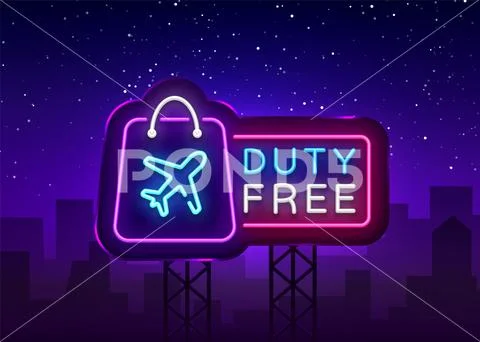 Duty Free neon sign vector. Duty Free design template neon sign, light ...