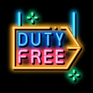 Duty free pointer neon glow icon illustration イラスト素材