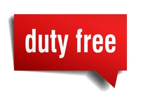Duty free red 3d speech bubble Stock Illustration