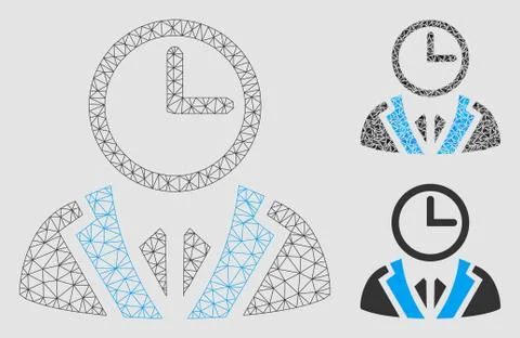 Duty Person Vector Mesh 2D Model and Triangle Mosaic Icon 스톡 일러스트