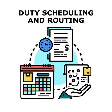 Duty scheduling and routing concept for logistics management Stock Illustration
