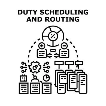 Duty scheduling and routing concept flat illustration Stock Illustration