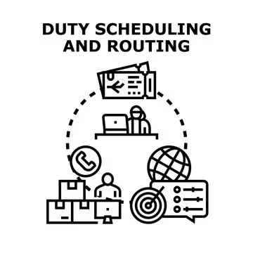 Duty scheduling and routing planning management concept Stock Illustration