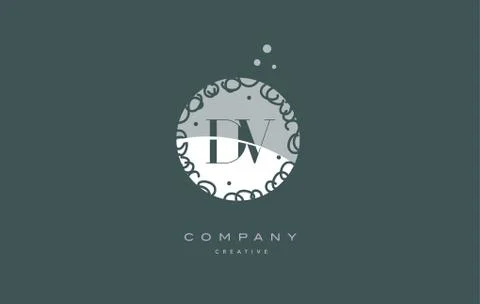Dv d v  monogram floral green alphabet company letter logo Stock Illustration