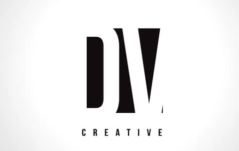 DV D V White Letter Logo Design with Black Square. Stock Illustration