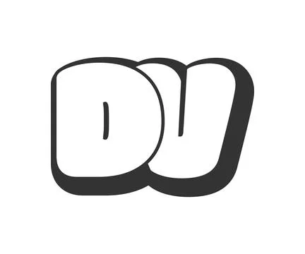 DV logo, bubble comic lettering, rounded in graffiti style black and white .. Illustrazione stock