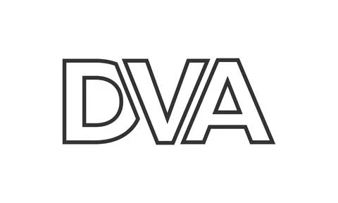 DVA logo design template with strong and modern bold text. Initial based ve.. 스톡 일러스트