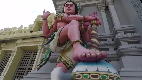 Dvarapala Statue, Waterfall Hilltop Hindu Temple, George Town, Penang, Malaysia Stock Footage 321007260