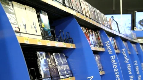 DVD and Blu Ray Movie Section Stock Footage