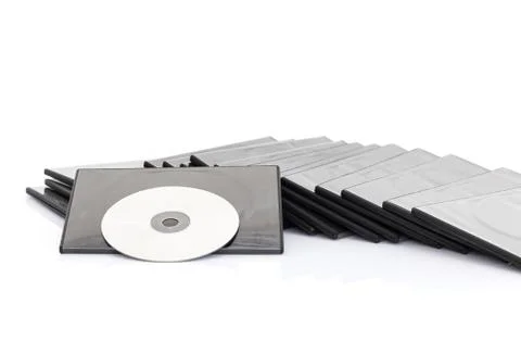 DVD box with disc on white background Stock Photos