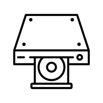 Dvd CDROM disc icon linear logo mark in black and white Stock Illustration