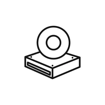 Dvd CDROM disc icon outline collection in black and on white background Stock Illustration