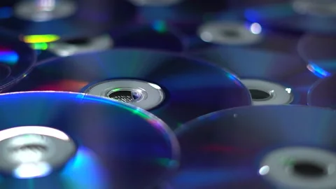 DVD-CDs. CDs of different colors Stock Footage 260648368
