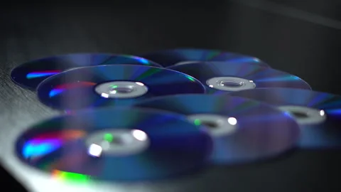 DVD-CDs. CDs of different colors Stock Footage 260649025