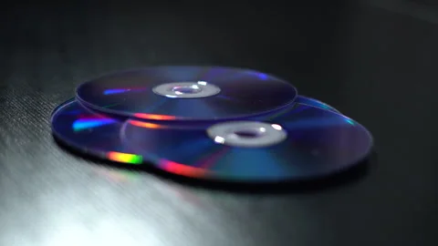 DVD-CDs. CDs of different colors Stock Footage 260649138