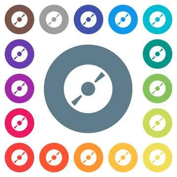 DVD disk flat white icons on round color backgrounds Stock Illustration