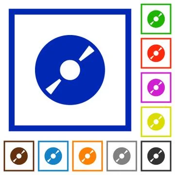 DVD disk framed flat icons Stock Illustration