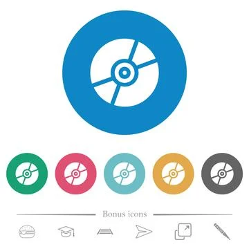 DVD disk solid flat round icons Stock Illustration