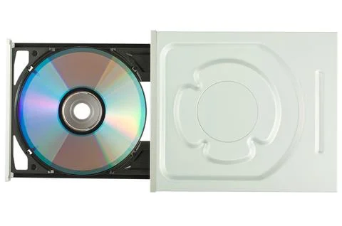 DVD drive with disk, top view Stock Photos