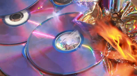 DVD on fire Video stock 35572908