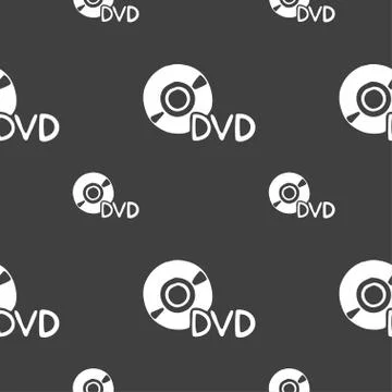 Dvd icon sign. Seamless pattern on a gray background. Vector Illustrazione stock