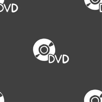 Dvd icon sign. Seamless pattern on a gray background. Vector Stock-Illustration