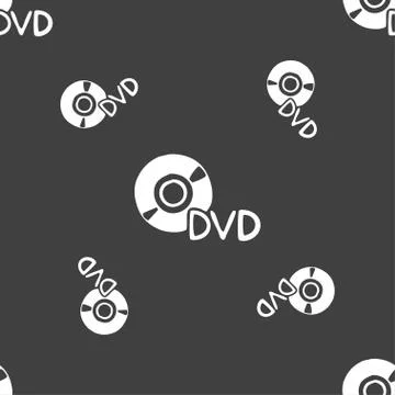 Dvd icon sign. Seamless pattern on a gray background. Vector Stock Illustration
