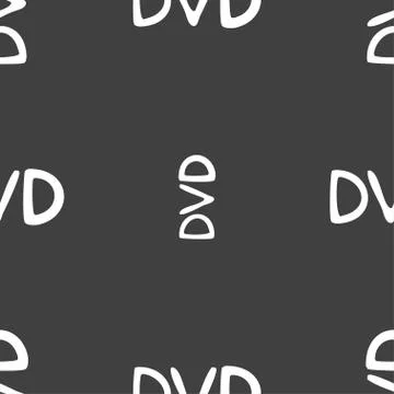Dvd icon sign. Seamless pattern on a gray background. Vector Illustrazione stock