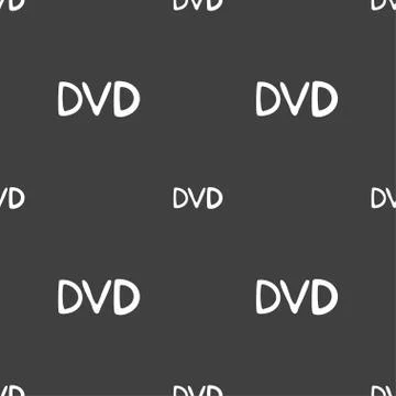 Dvd icon sign. Seamless pattern on a gray background. Vector Stock Illustration
