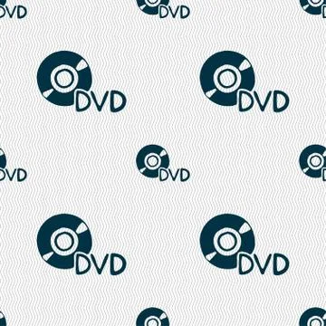 Dvd icon sign. Seamless pattern with geometric texture. Stock Illustration