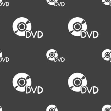 Dvd icon sign. Seamless pattern on a gray background. Stock Illustration
