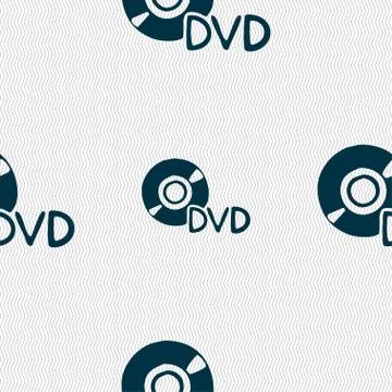 Dvd icon sign. Seamless pattern with geometric texture. Stock Illustration