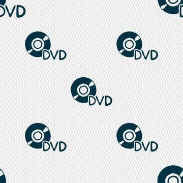 Dvd icon sign. Seamless pattern with geometric texture. Stock Illustration