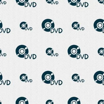 Dvd icon sign. Seamless pattern with geometric texture. Stock Illustration